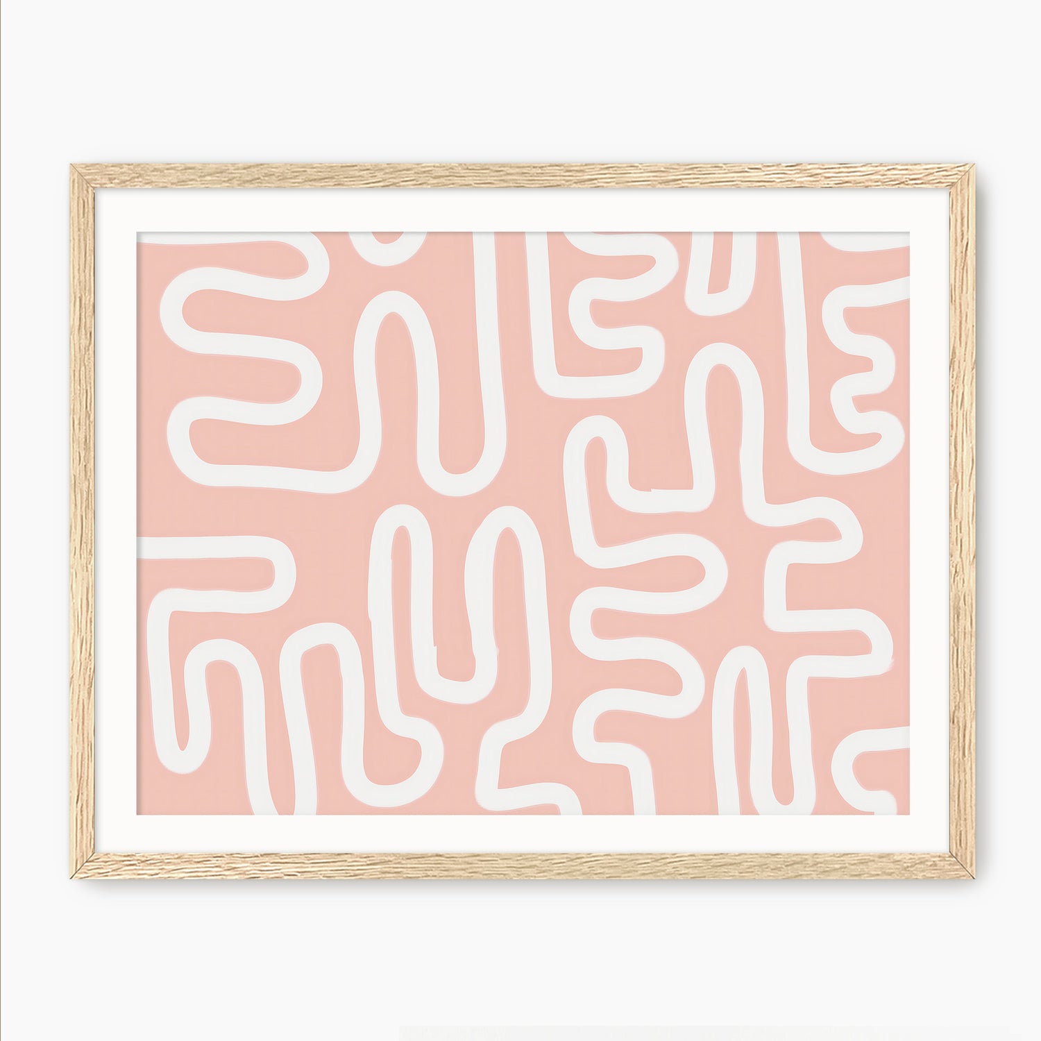 Coral Blush Organic Maze Art - Sage and Rose Prints