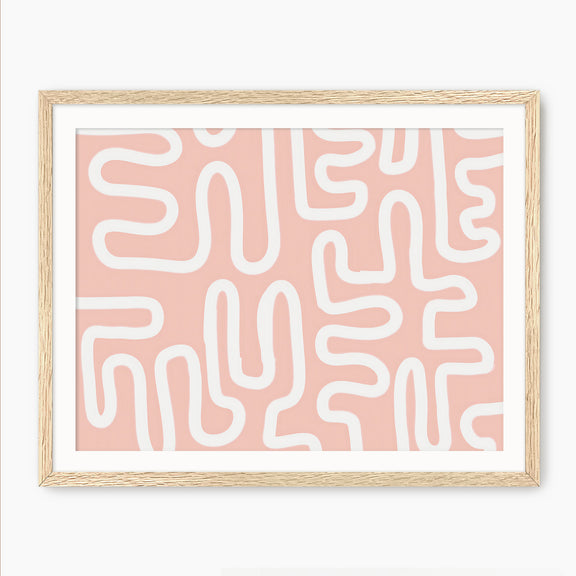Coral Blush Organic Maze Art - Sage and Rose Prints
