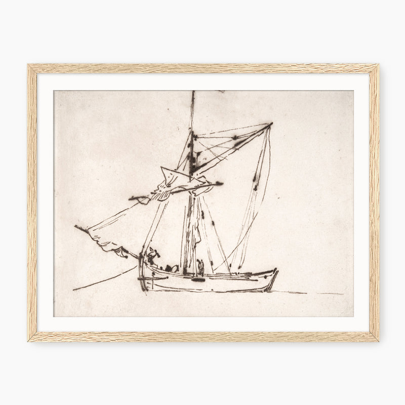 Vintage Sailboat Charcoal Sketch - Sage and Rose Prints