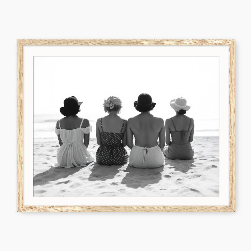 Women on the Beach Timeless Monochrome Photo - Sage and Rose Prints