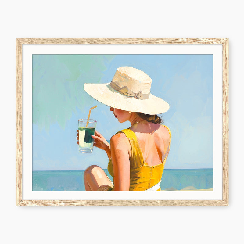 Sunhat and Blue Sky Beach Art - Sage and Rose Prints