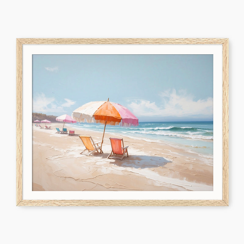 Peaceful Umbrellas on the Beach - Sage and Rose Prints