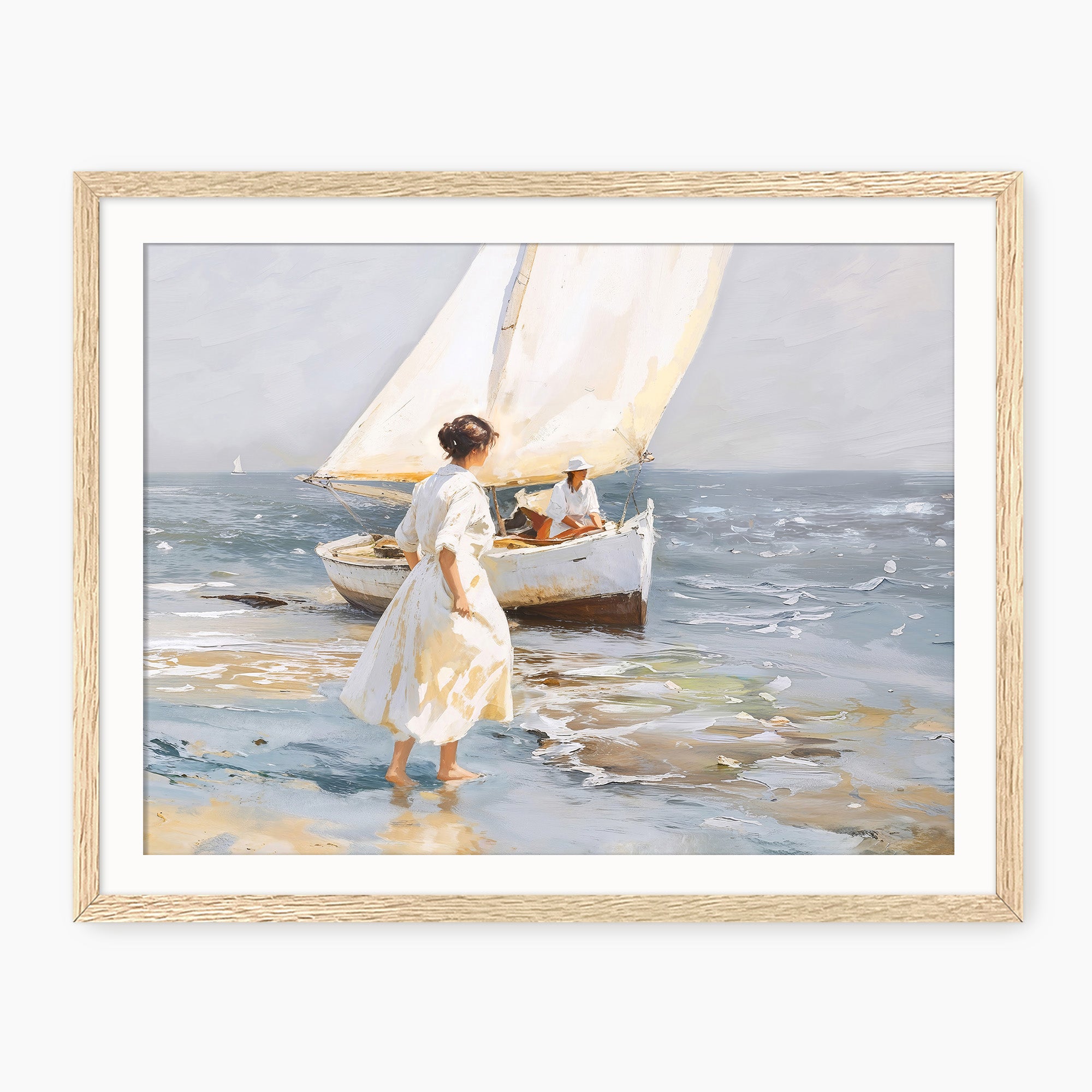 Sailboat Painting - Impressionist Women -Sage and Rose Prints
