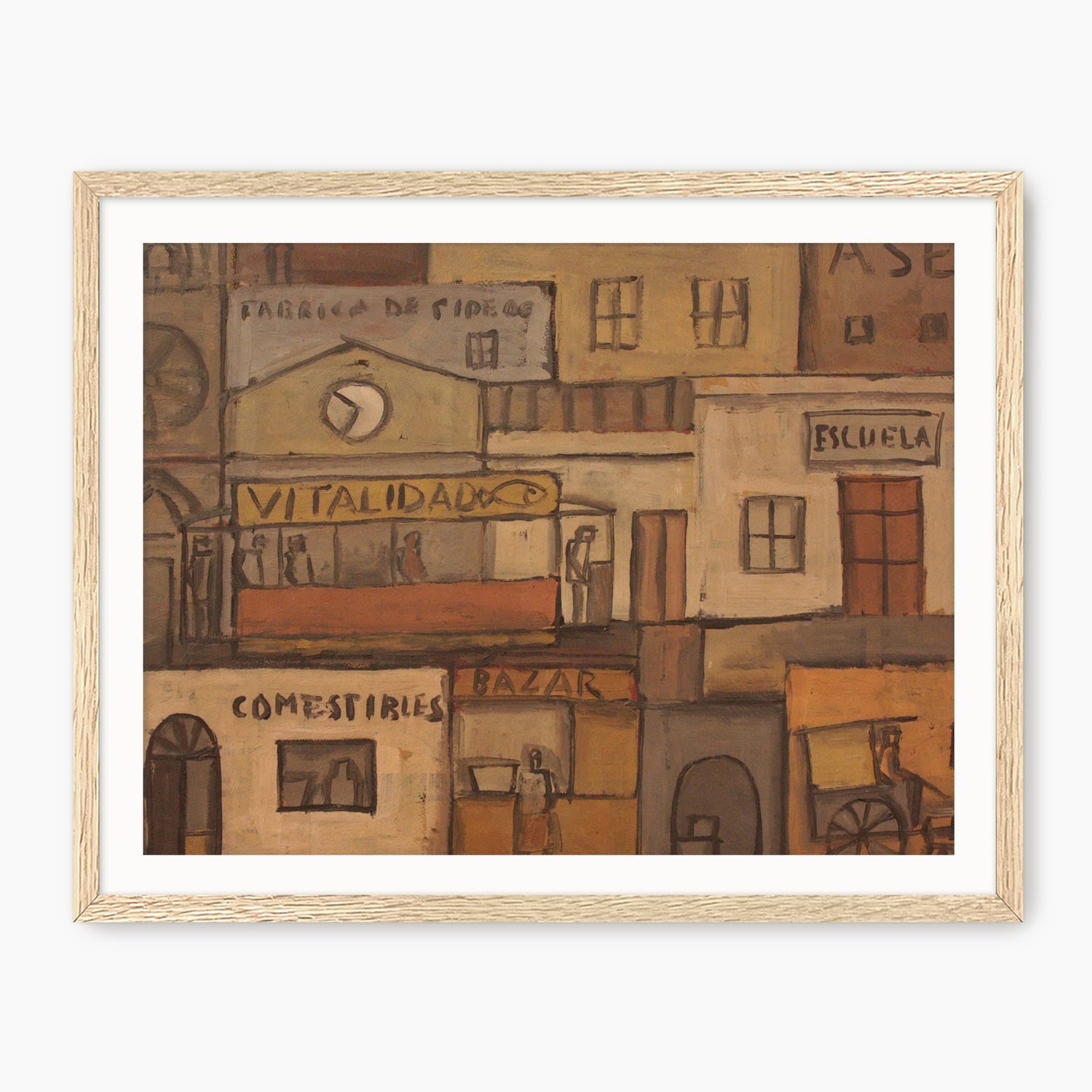 Terracotta Geometric Urban Landscape - Sage and Rose Prints