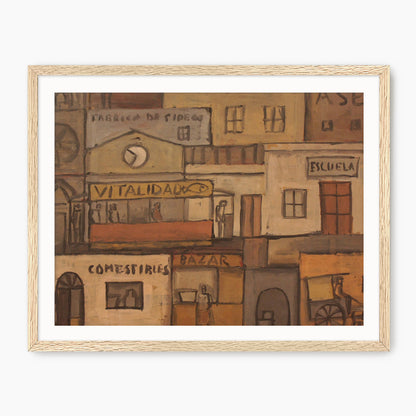 Terracotta Geometric Urban Landscape - Sage and Rose Prints