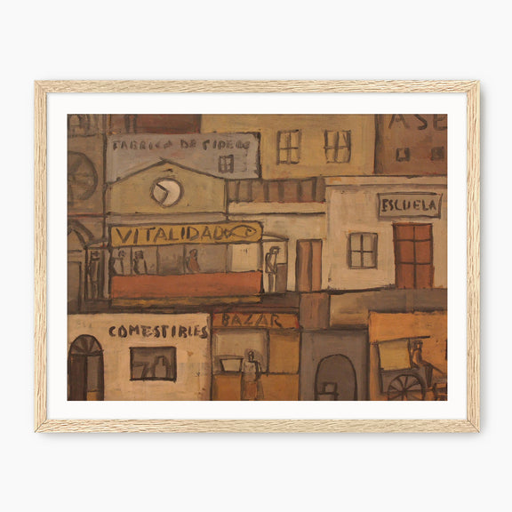 Terracotta Geometric Urban Landscape - Sage and Rose Prints