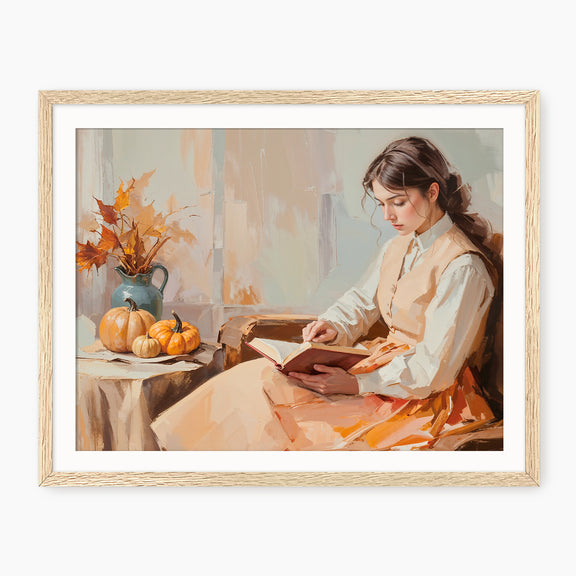 Victorian Woman Reading Fall Painting - Sage and Rose Prints