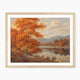 Landscape fall print, fall artwork with wood frame, fall wall art, fall wall decor in burnt orange and light blues Sage & Rose Prints