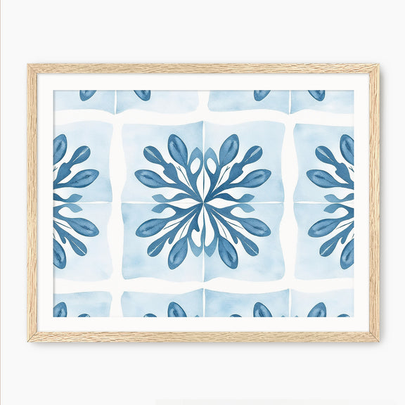 Muted Mediterranean Blue Pattern - Sage and Rose Prints