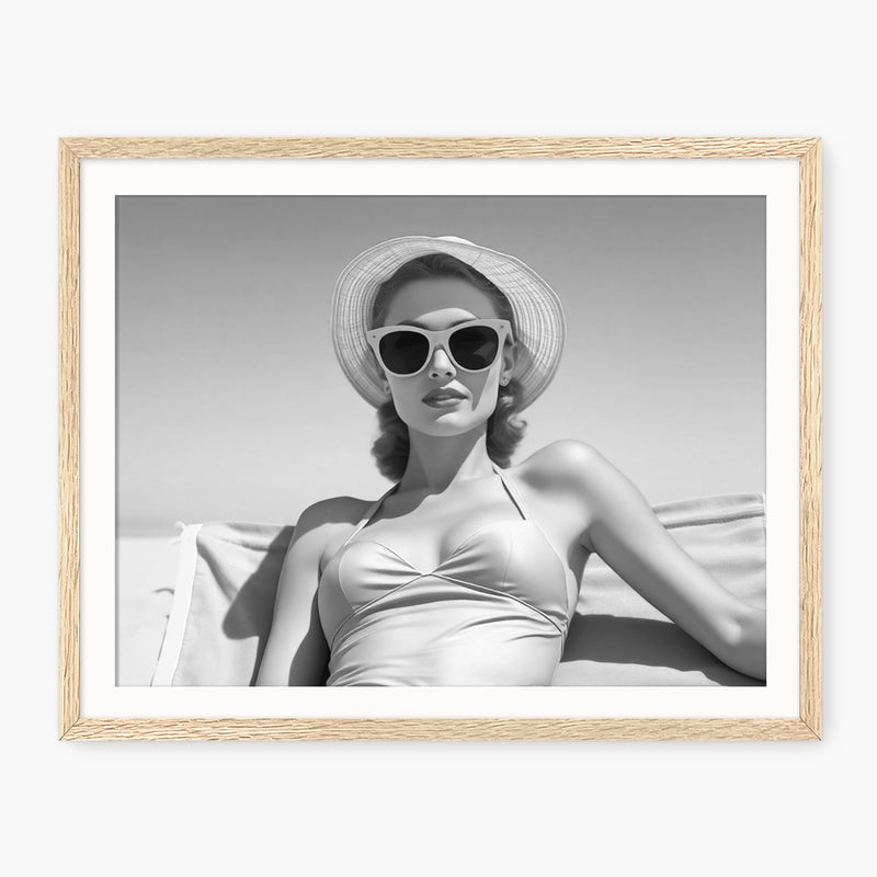 Black and White Beach Babe Photo No2 - Sage and Rose Prints