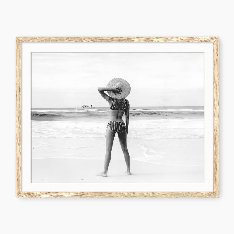Woman On the Beach Retro Photo No2 - Sage and Rose Prints
