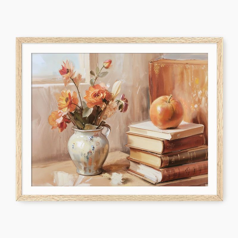 Rustic Fall Bouquet with Books Art Print - Sage and Rose Prints
