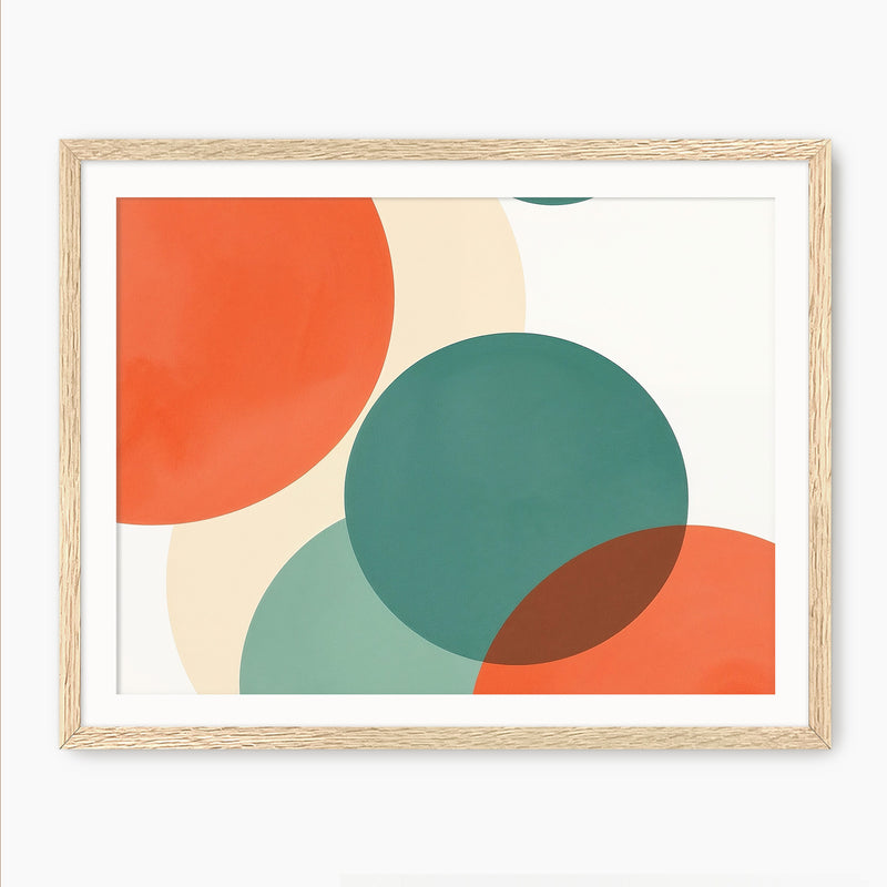 Abstract Circle in Orange and Teal - Sage and Rose Prints