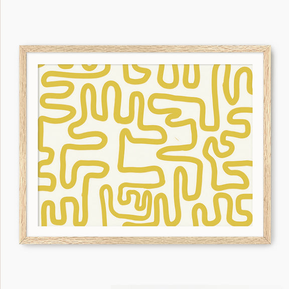 Yellow Organic Maze Print - Sage and Rose Prints