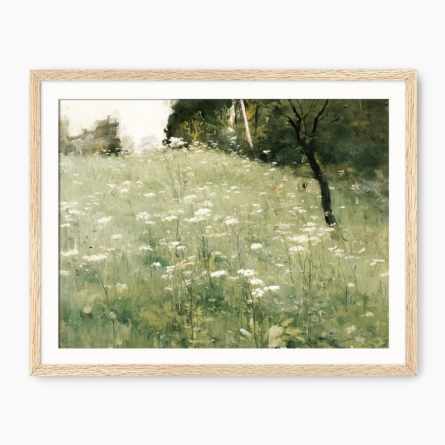 White Wildflower Landscape Print - Sage and Rose Prints