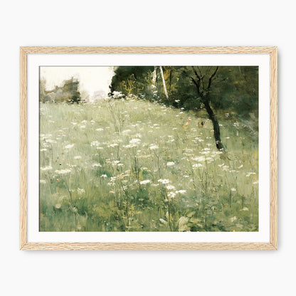 White Wildflower Landscape Print - Sage and Rose Prints