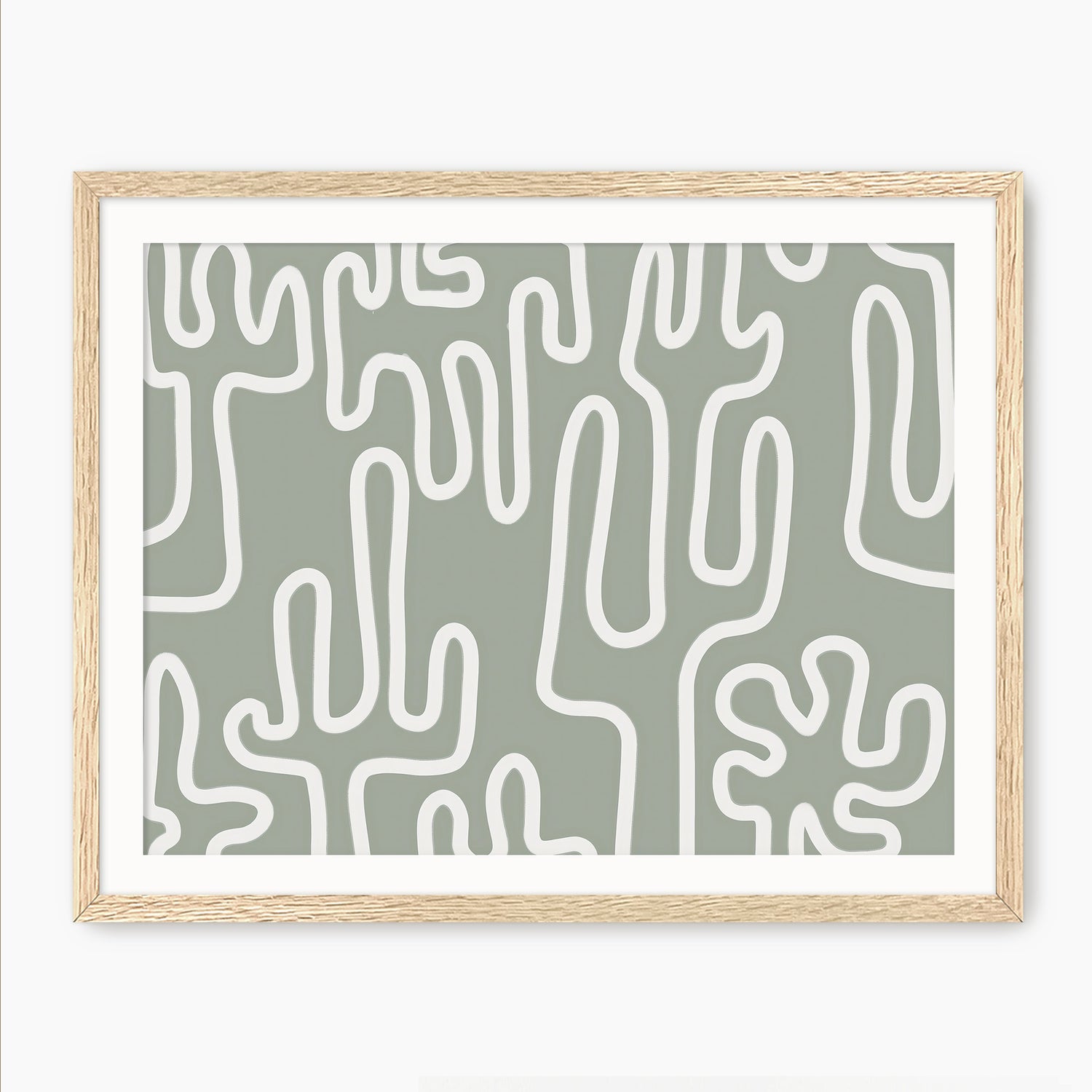 Abstract Cactus Line Art - Sage and Rose Prints