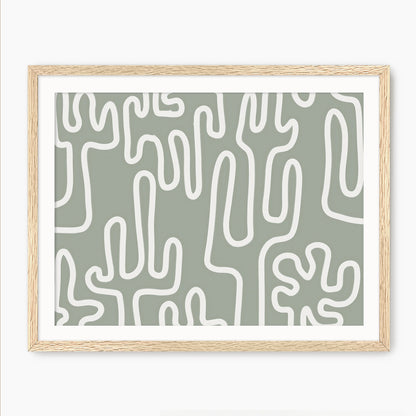 Abstract Cactus Line Art - Sage and Rose Prints