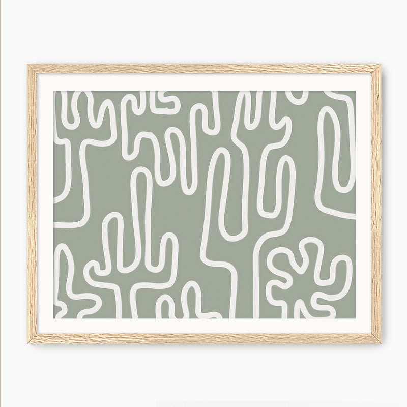 Abstract Cactus Line Art - Sage and Rose Prints