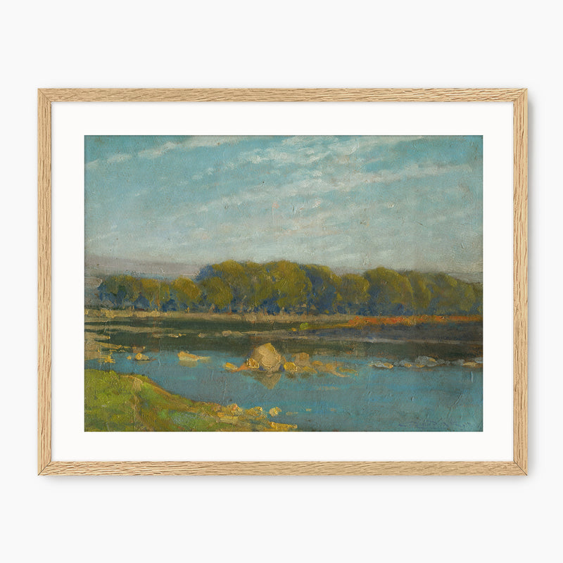 Vintage Lake Landscape Painting