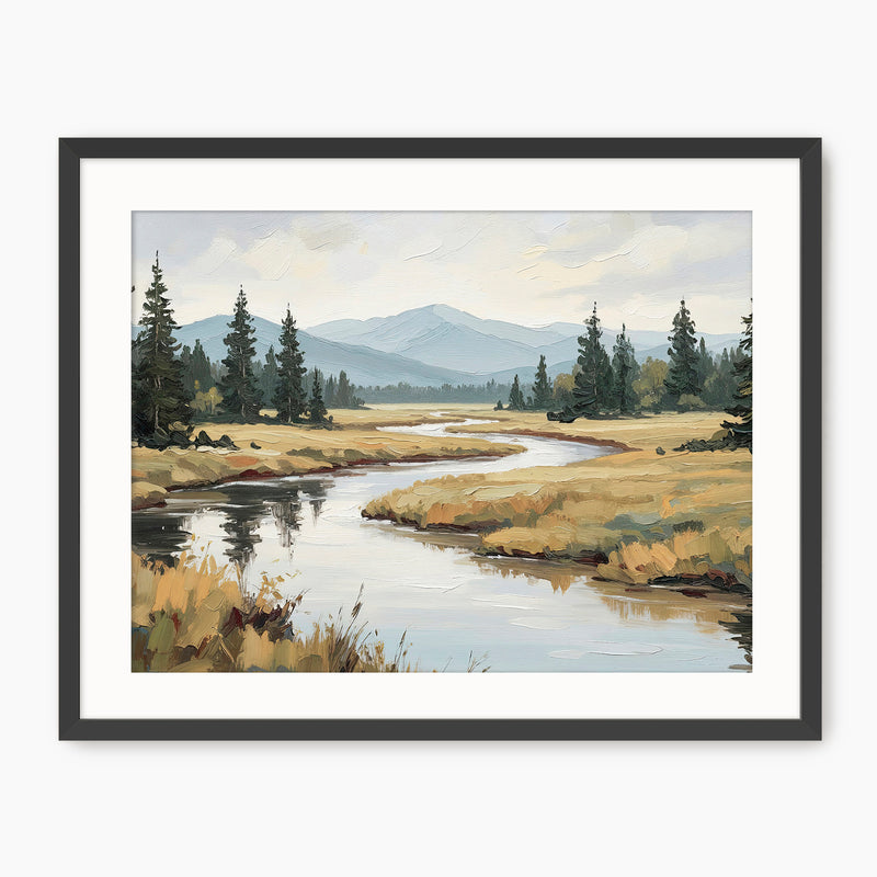 Late Summer River Landscape - Sage and Rose Prints