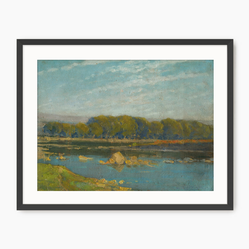 Vintage Lake Landscape Painting