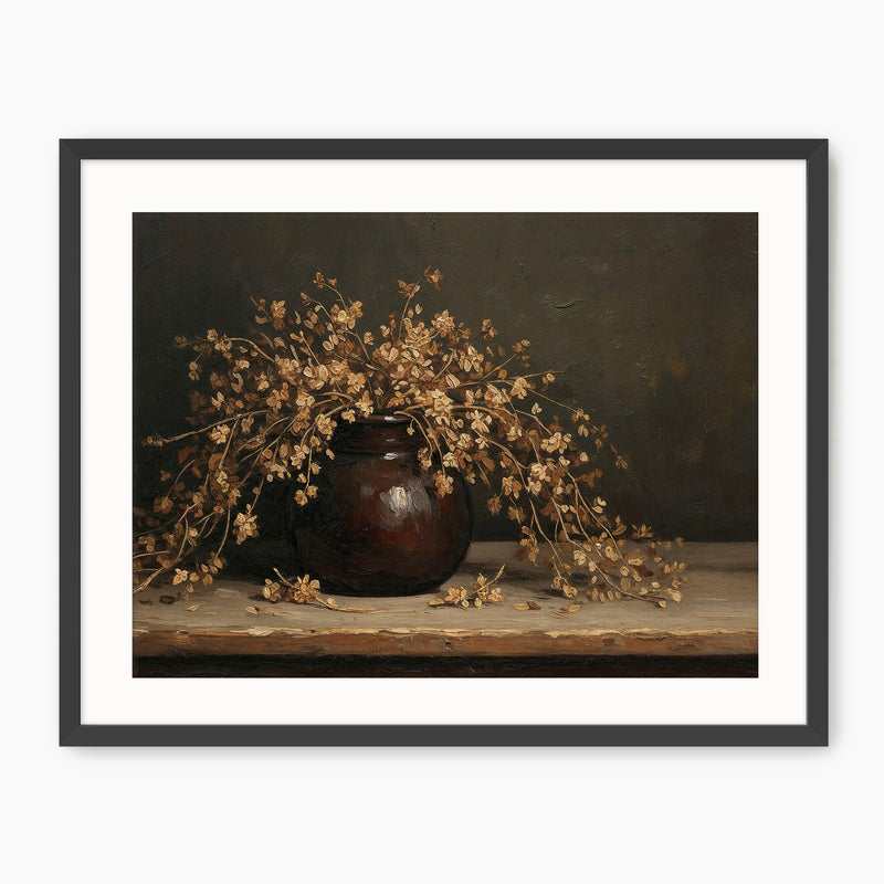 Vintage Still Life of Dried Grasses and Vase - Sage and Rose Prints