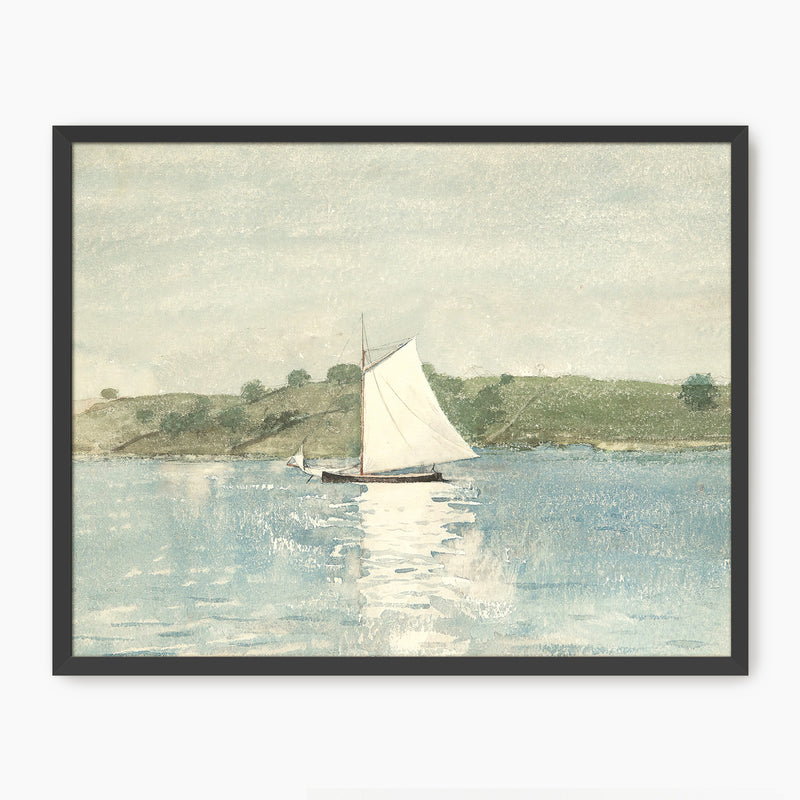 Sage and Light Blue Coastal Sailboat Print - Sage and Rose Prints