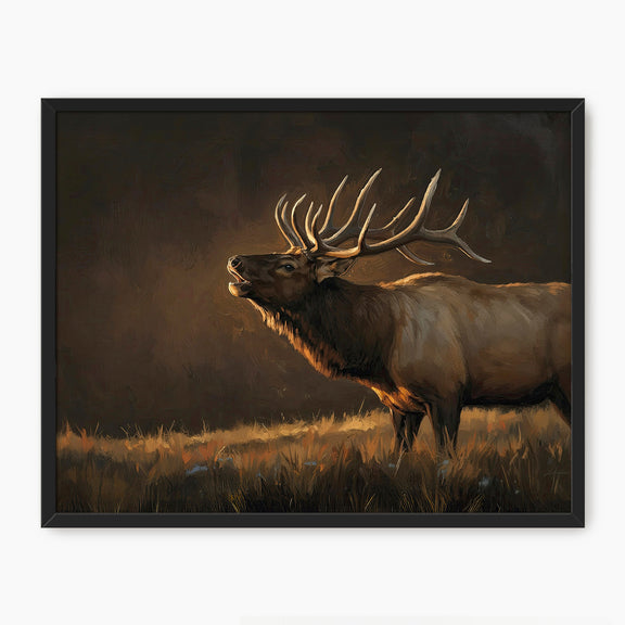 AK-19-Moody Elk Wildlife Painting - Sage and Rose Prints