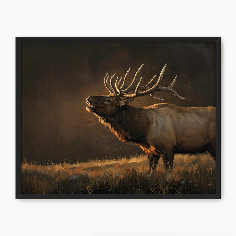 AK-19-Moody Elk Wildlife Painting - Sage and Rose Prints
