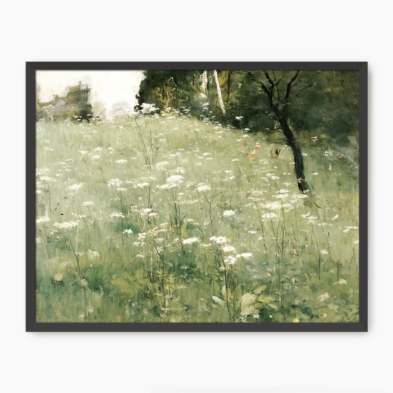 White Wildflower Landscape Print - Sage and Rose Prints