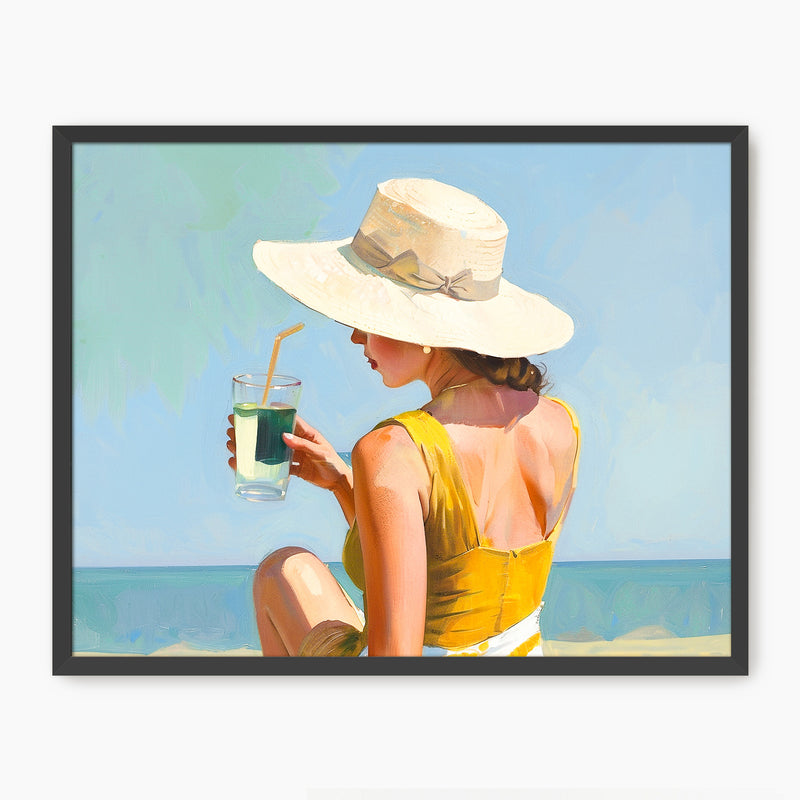 Sunhat and Blue Sky Beach Art - Sage and Rose Prints
