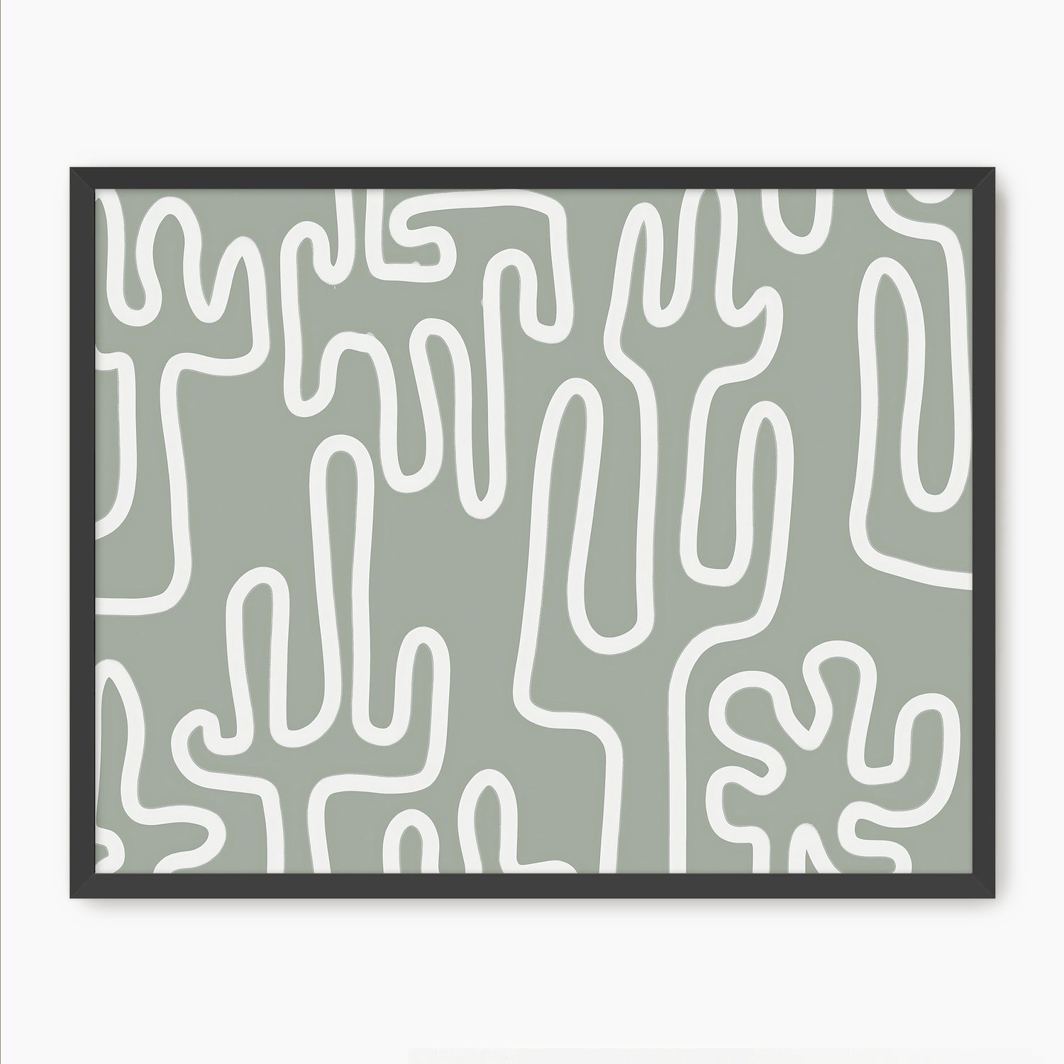 Abstract Cactus Line Art - Sage and Rose Prints