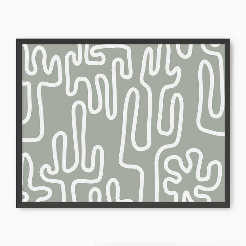 Abstract Cactus Line Art - Sage and Rose Prints