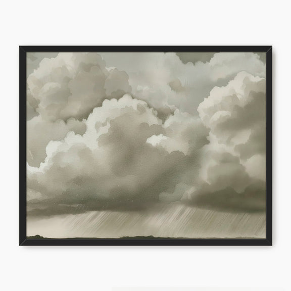 42-Rain Clouds on the Horizon Watercolor - Sage and Rose Prints