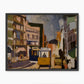 Yellow and Blue Cubist Cityscape - Sage and Rose Prints