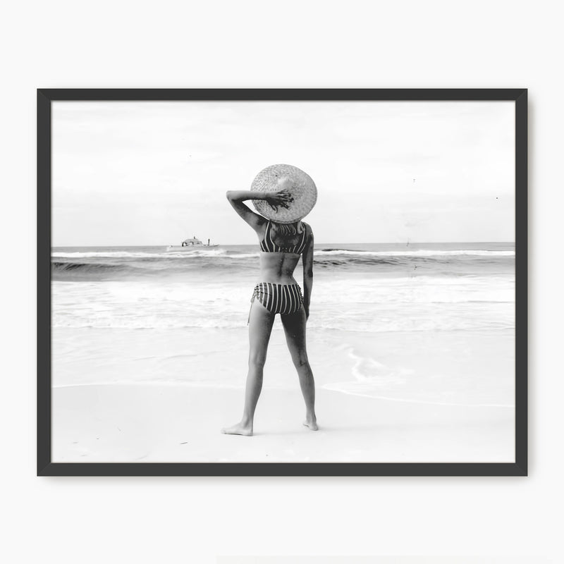 Woman On the Beach Retro Photo No2 - Sage and Rose Prints
