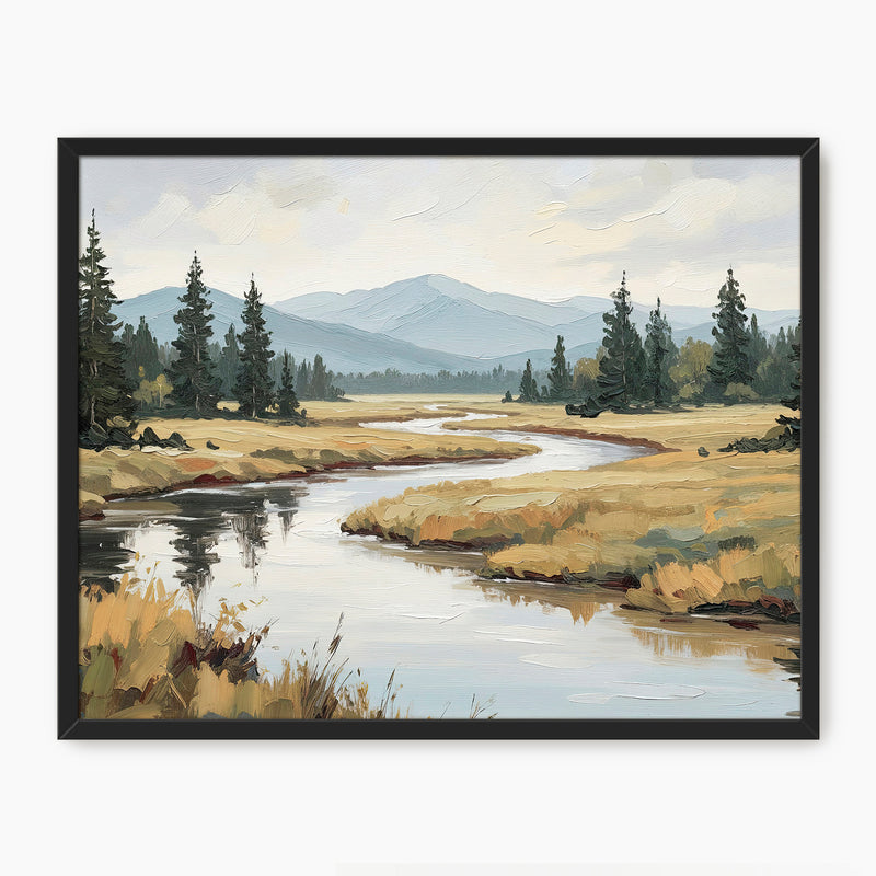 44-  Late Summer River Landscape - Sage and Rose Prints