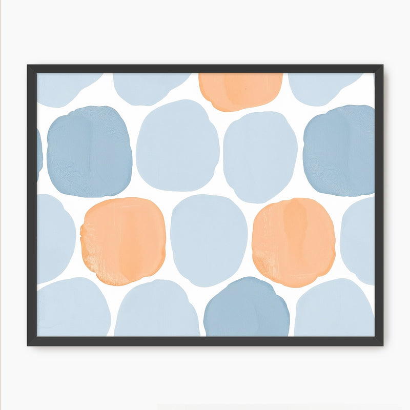 Steel Blue and Light Orange Print - Sage and Rose Prints