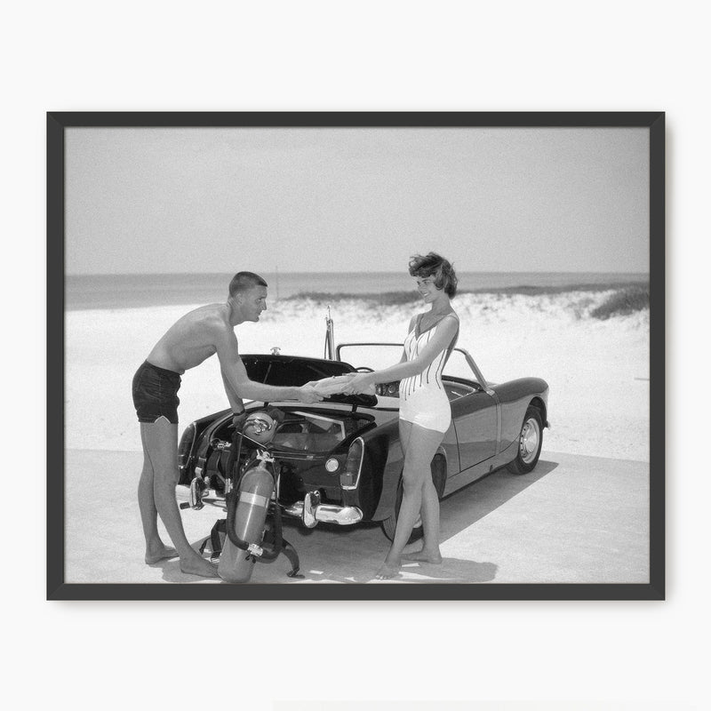 Classic Car on the Beach Photo - Sage and Rose Prints