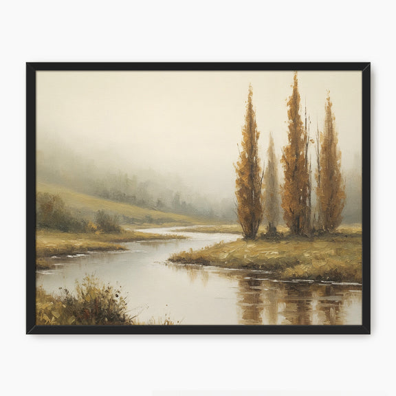 58 - Fall Trees by a Peaceful River - Sage and Rose Prints