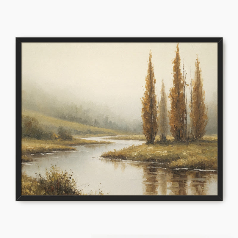 58 - Fall Trees by a Peaceful River - Sage and Rose Prints