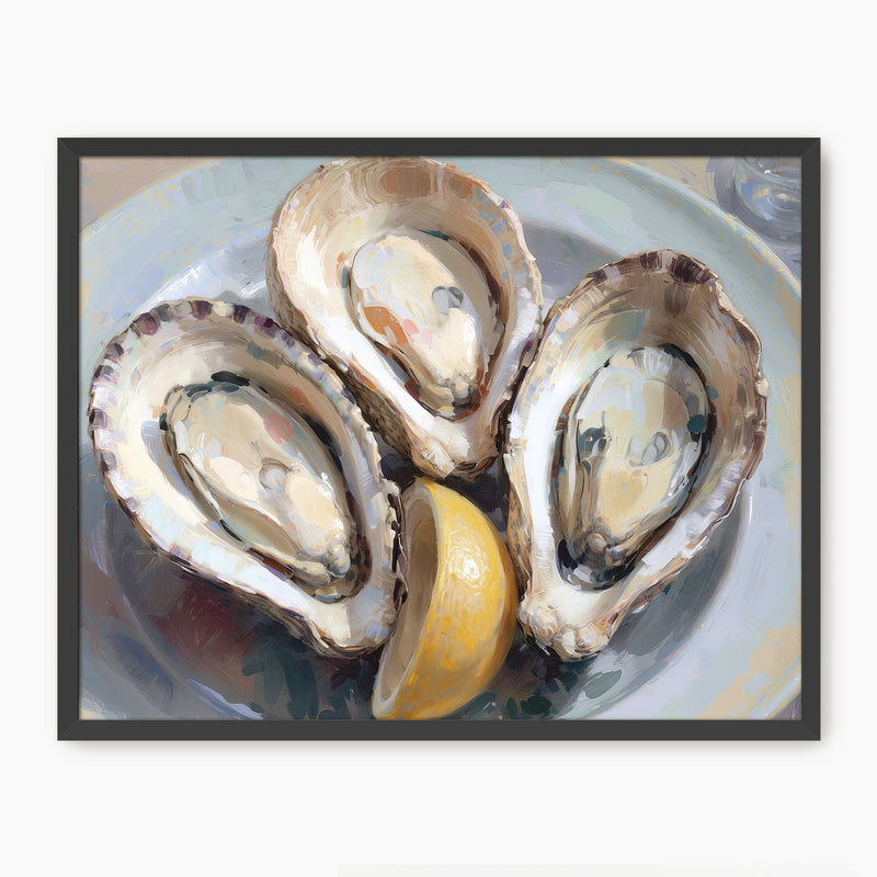 Oysters and Lemon Seafood Painting Print - Sage and Rose Prints