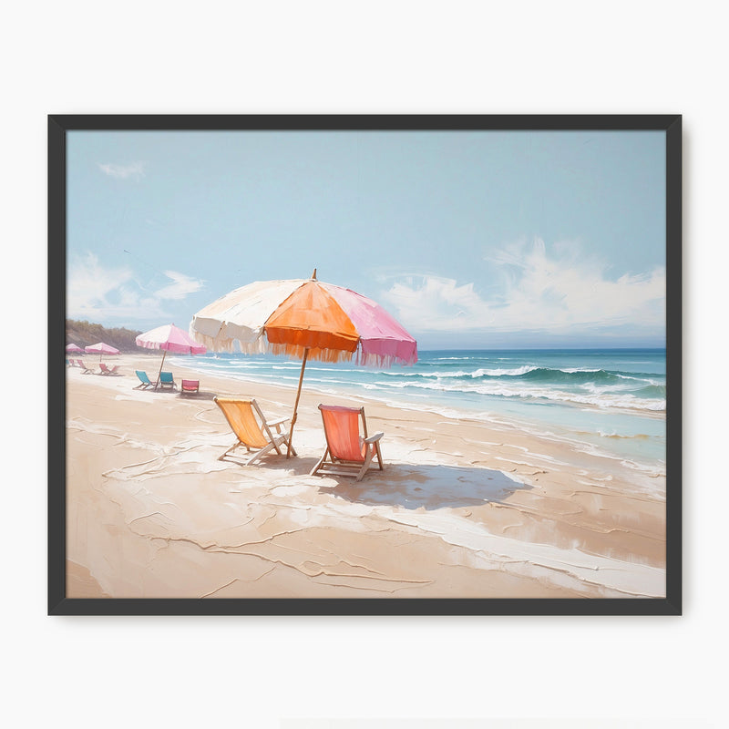 Peaceful Umbrellas on the Beach - Sage and Rose Prints