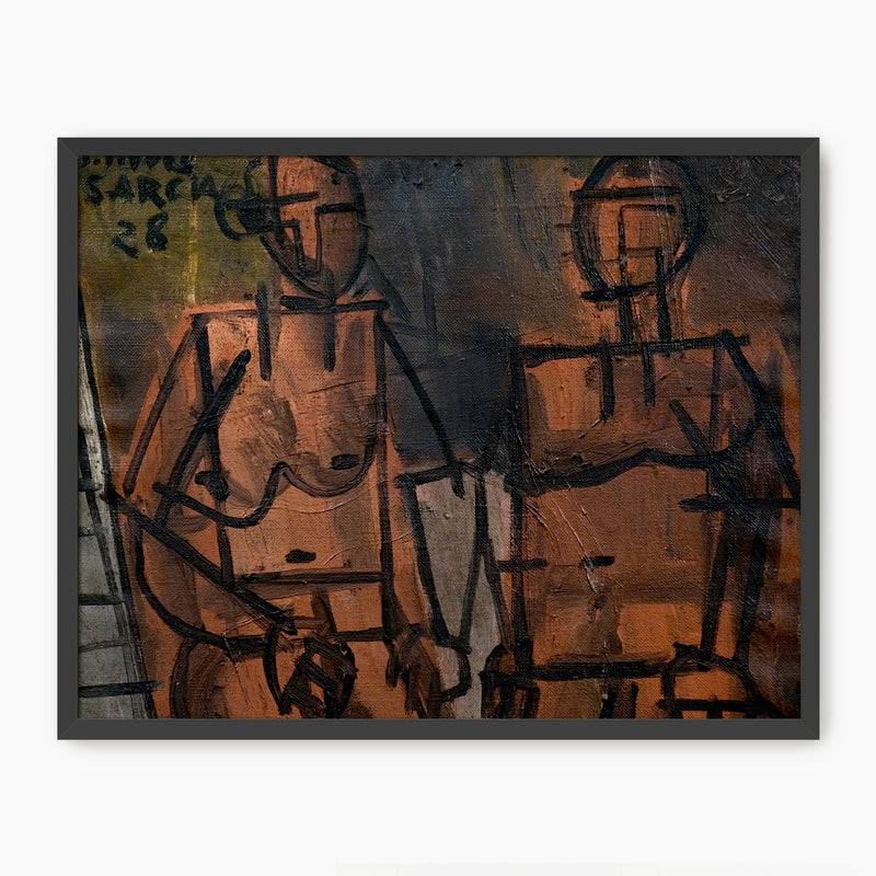 Dark Modern Abstract Portraits - Sage and Rose Prints