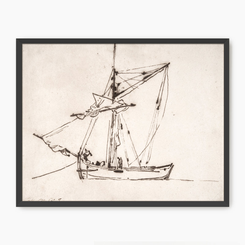 Vintage Sailboat Charcoal Sketch - Sage and Rose Prints