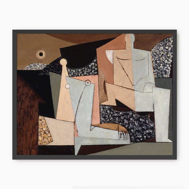 Tan and Grey Cubist Couple - Sage and Rose Prints