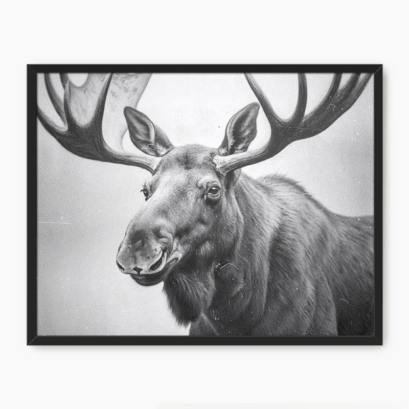 AK-17 Black and White Vintage Moose Photograph - Sage and Rose Prints