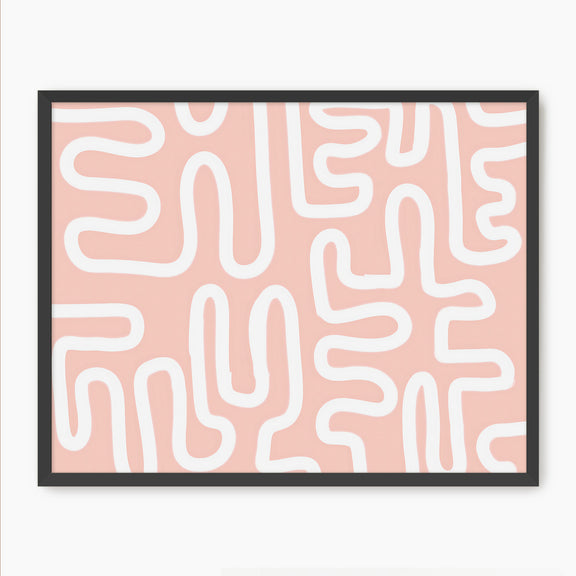 Coral Blush Organic Maze Art - Sage and Rose Prints