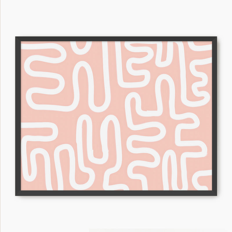 Coral Blush Organic Maze Art - Sage and Rose Prints